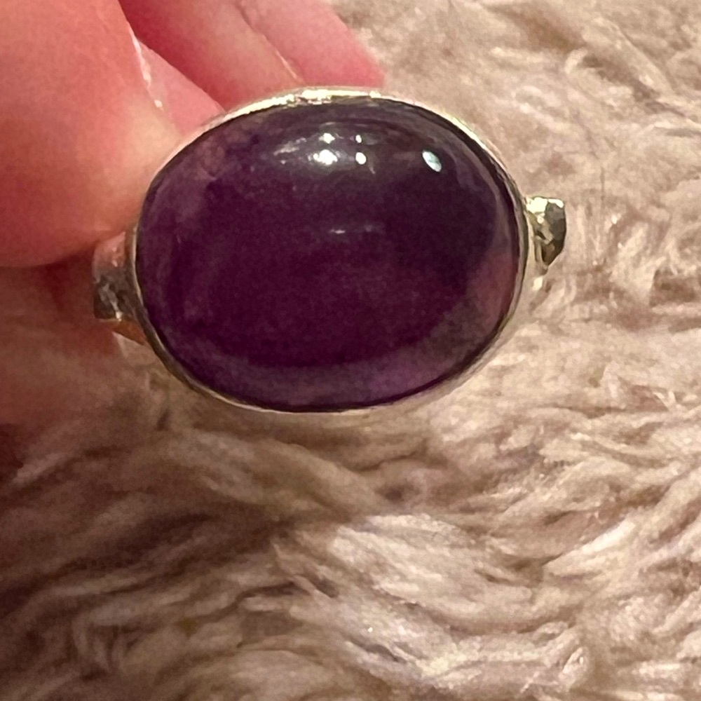 Oval Amethyst Stone Sterling Silver Ring